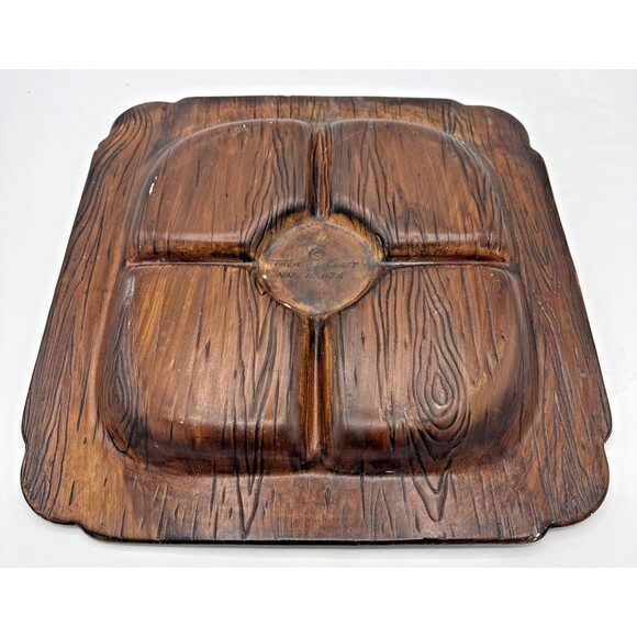 Vintage Treasure Craft Serving Tray Divided Platter MCM Green/Turquoise 13.5” - Picture 8 of 12